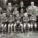 35-275 All Saints school Wigston Magna 1952-3 staff are L to R- Mr Baxter, Mr Harris, Mr Tuxford, Mr Widdowson & the Headmaster Hylton W Herrick