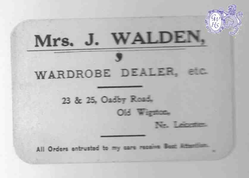 22-493 Mrs J Walden of Wigston Magna business card