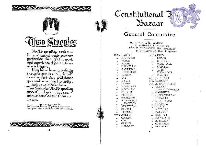 23-884 Programme for A Grand Bazaar for the Opening of the New Constitutional Hall 2nd December 1927 part 2