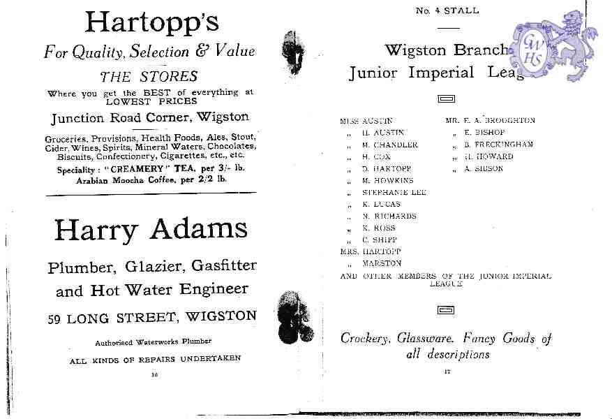 23-889 Programme for A Grand Bazaar for the Opening of the New Constitutional Hall 2nd December 1927 part 7