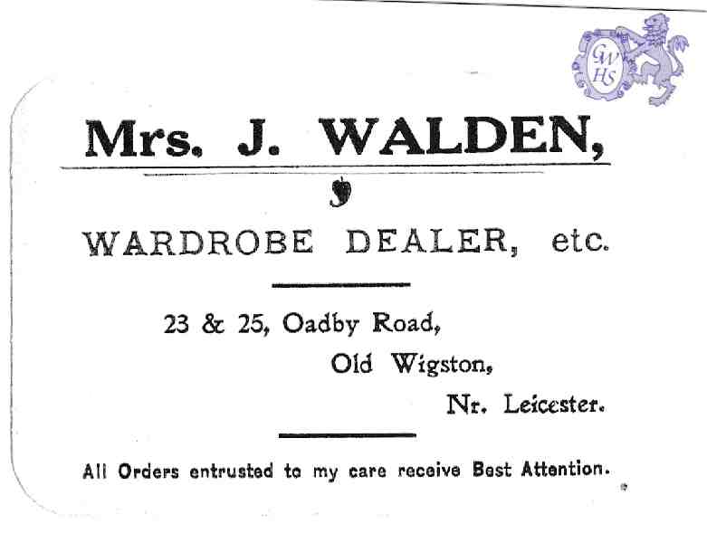 29-657 Advert for J Walden Old Wigston