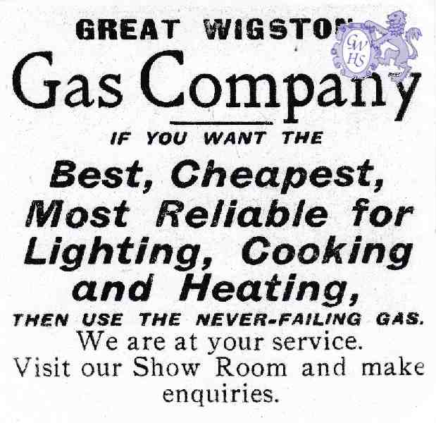 30-203 Great Wigston Gas Company Advert c 1930