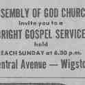 20-125 Gospel Service Advert Wigston Magna 1975
