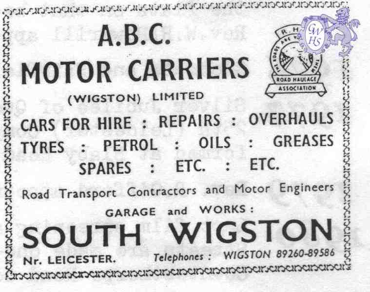 20-027 A B C Motor Carriers South Wigston Advert