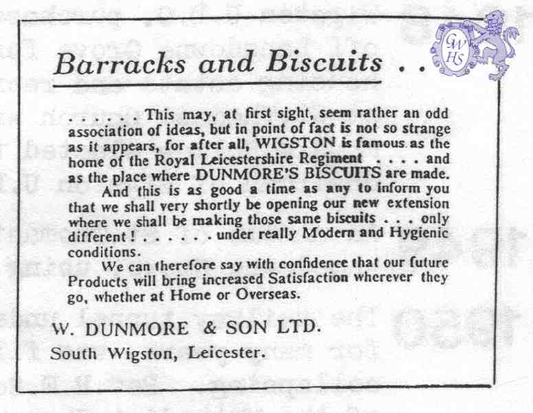 20-028 W Dunmore & Sons Ltd South Wigston Advert