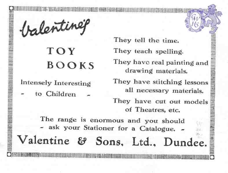 20-055 Valentine & Sons Ltd Dundee Advert