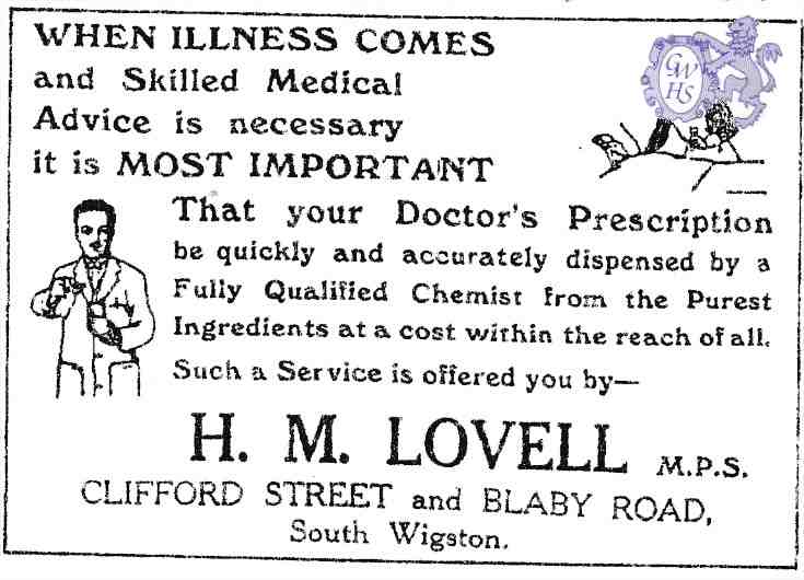 20-163 H M Lovell Chemist Clifford Street South Wigston