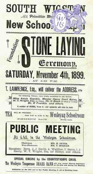 32-044 Primitive Methodist School Stone Laying 1899 South Wigston