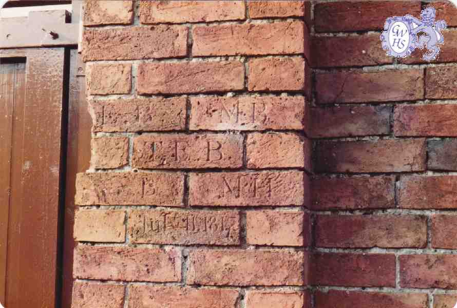 8-34 Back view of Holyoaks shop in Bell Street Wigston Magna note initials in brickwork