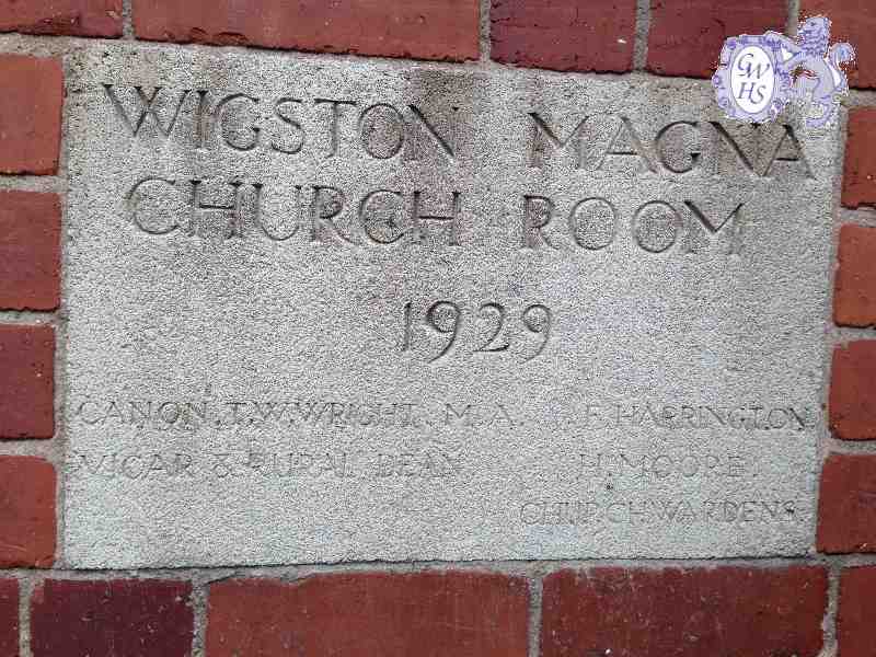 26-062 Wigston Magna Church Room plaque built in 1929 Bushloe End Wigston Magna 2014