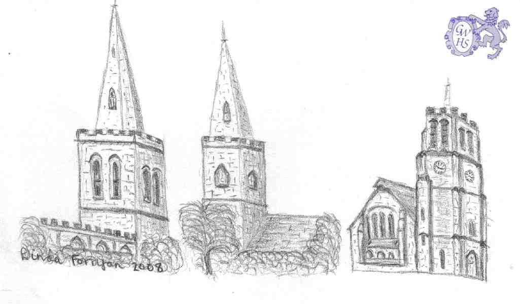 12-001 Wigston Churches drawn by Linda Forryan