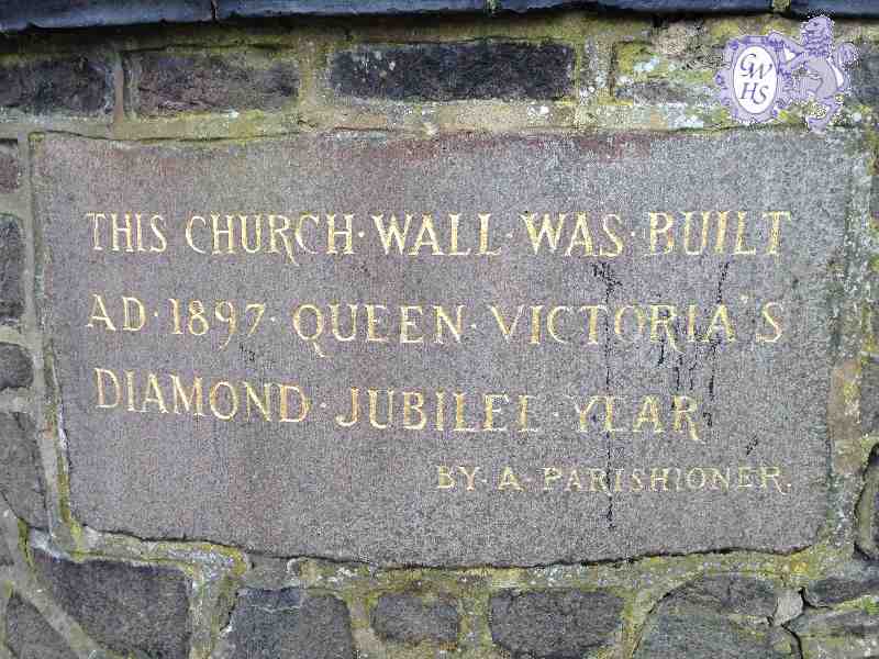 26-063 All Saints Church Wall Plaque showing it was built in 1897 Queen Victoria's Diamond Jubilee - April 2014