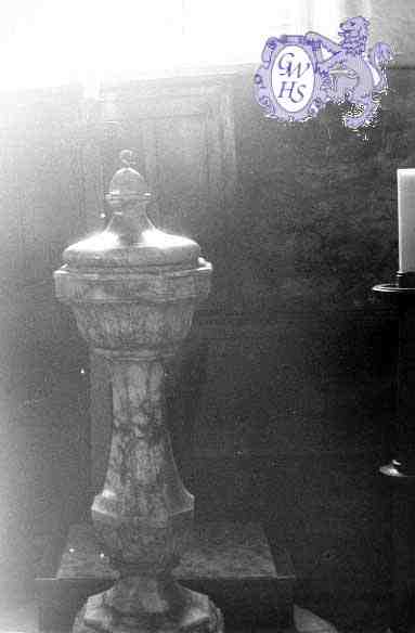 5-16 Alabaster Font in All Saints -given by Elizabeth Clarke 1781