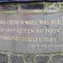 26-063 All Saints Church Wall Plaque showing it was built in 1897 Queen Victoria's Diamond Jubilee - April 2014