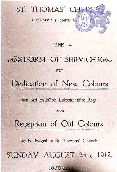 24-139 Form of Service for declaration of new colours at St Thomas' Church South Wigston