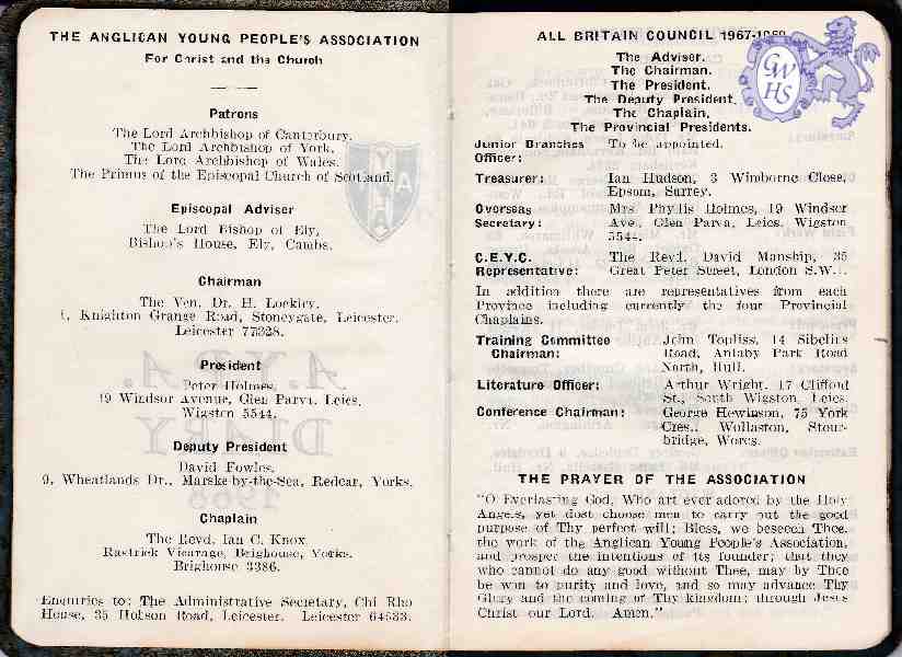 26-121 AYPA 1968 Copy of Diary Pages