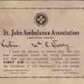 23-643 St John Ambulance Association pass notification to Wm E Warry 1939