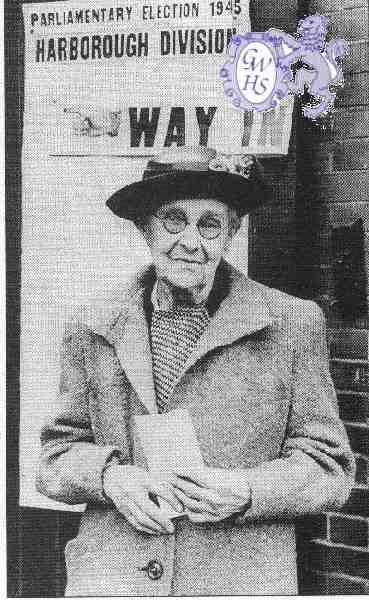 22-180 Mrs H G Lucas casting her vote in the General Election of 1945 Wigston Magna