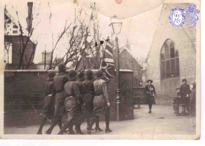 25-051 Long Street School Bazaar Day - 1st Wigston Guides with colours 1932