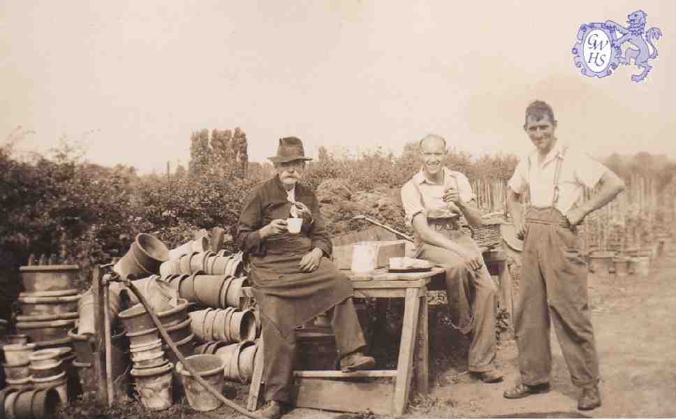30-092 Bill Horlock snr left Horlocks Nursery Leicester Road Wigston Fields circa 1941