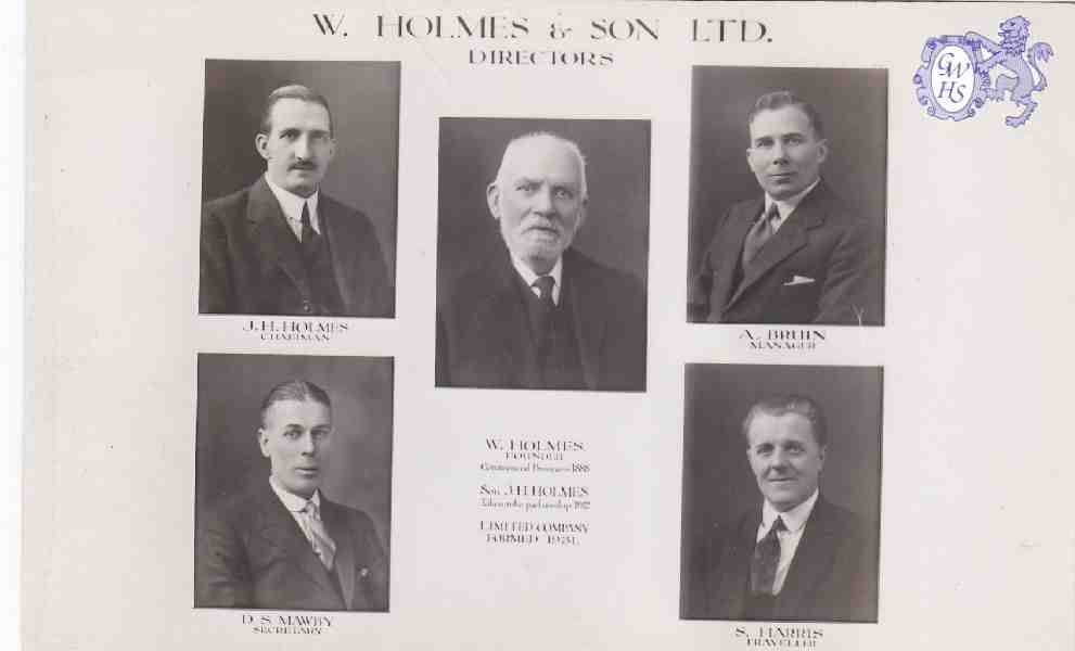 30-359 Post Card showing Directors of W Holmes & Son Newton Lane Wigston Magna