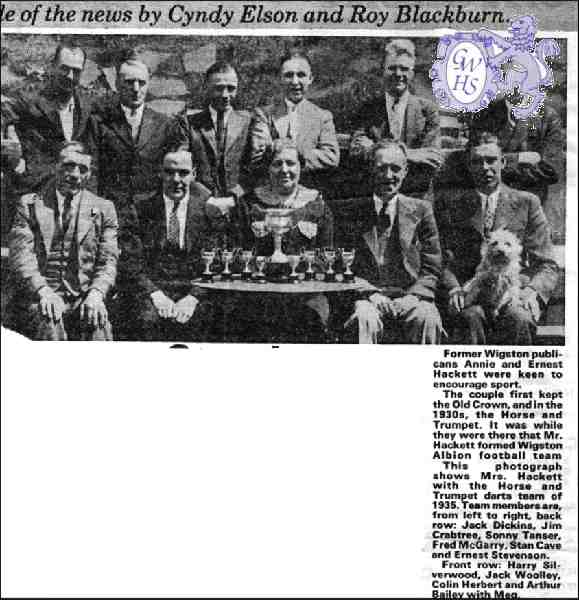 32-463 Horse And Trumpet Darts Team 1935 Bull Head Street Wigston Magna