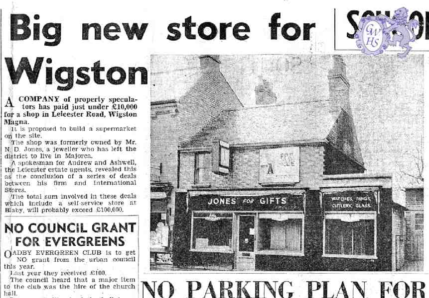 32-464 Jones for Gifts shop in Leicester Road Wigston Magna sold for development