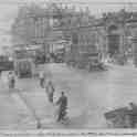 13-7 Trams pass Leicester's London Road Station in the 1930's 13-7 Trams pass Leicester's London Road Station in the 1930's