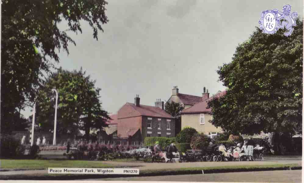 22-290 Peace Memorial Park Long Street Wigston Magna in the background are the houses before Elizabeth Court was built