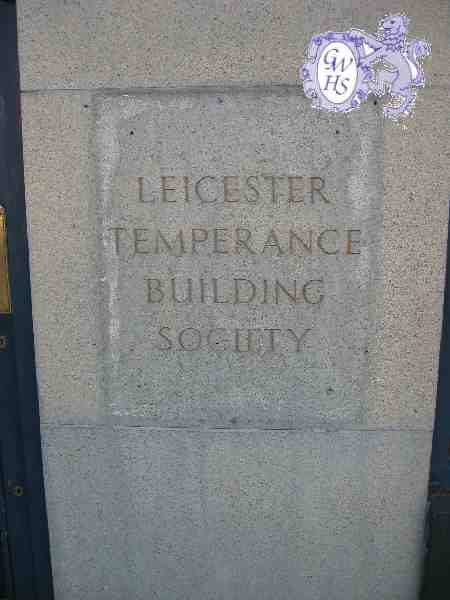 23-655 Leicester Temperance Bulding Society sign on their building in Long Street Wigston Magna taken 2013