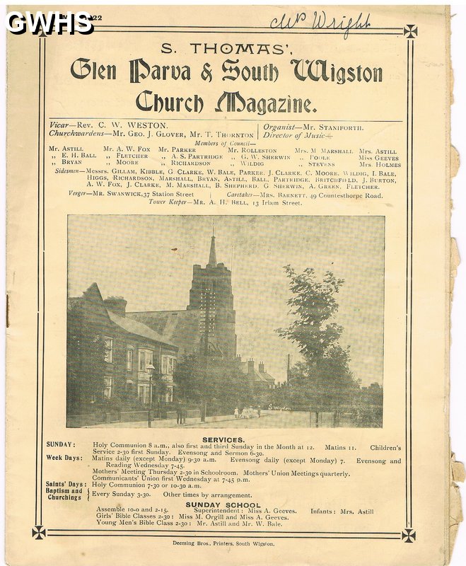 23-409 St Thomas's Glen Parva & South Wigston Church Monthly May 1922