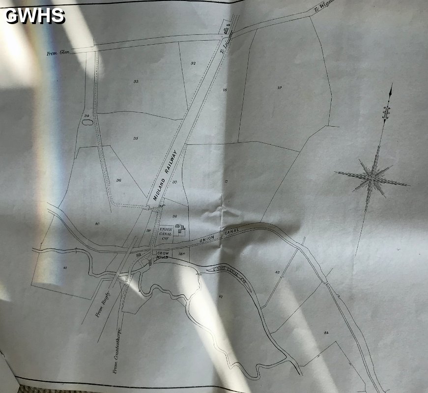 34-723 Map of Crow Mill South Wigston numbered with land owners see 34-722 for names