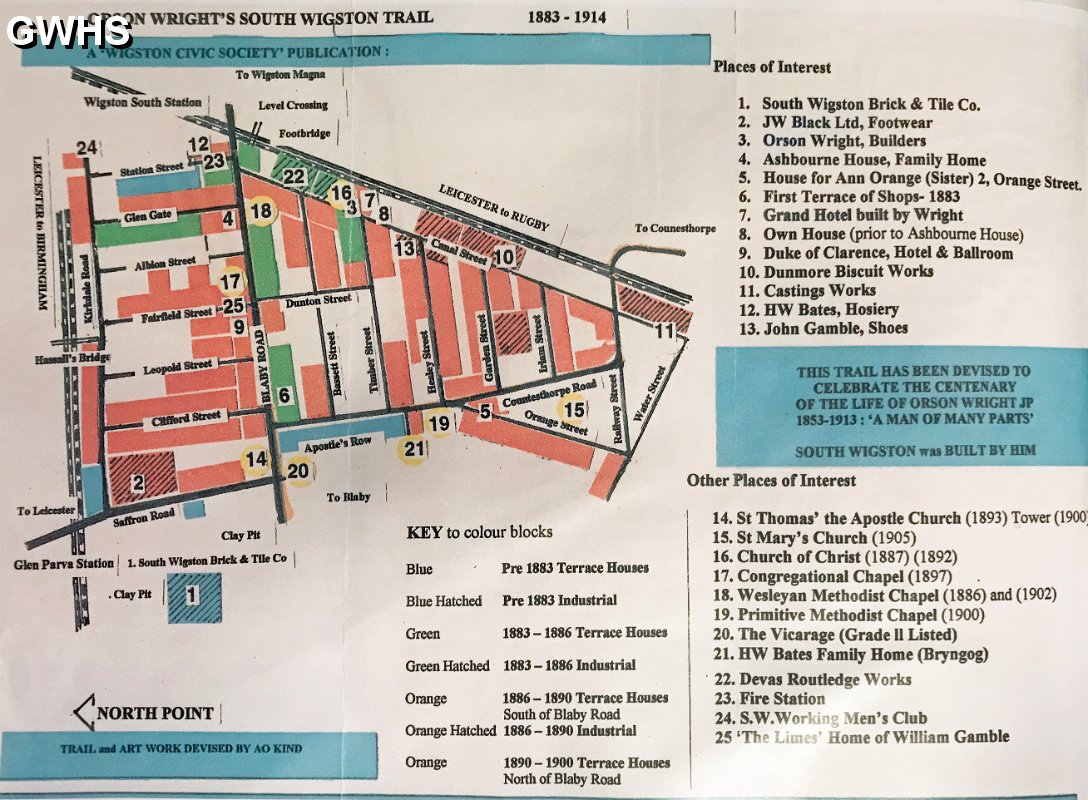 39-221 Map of Orson Wright's South Wigston c 1883 - 1914