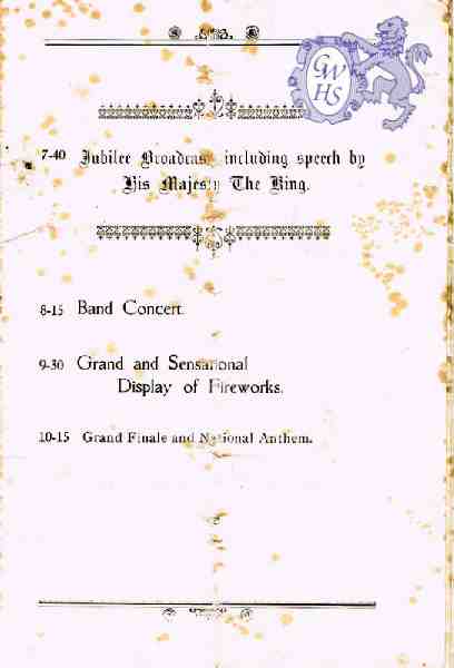 22-301 Silver Jubilee King George V - Wigston Events Programme 1935 Pt 6