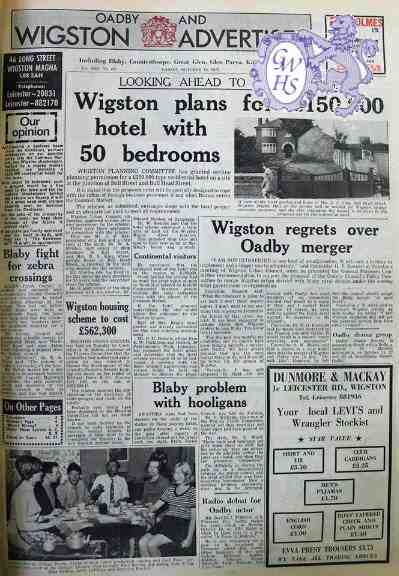 32-104 Hotel in Wigston Oadby & Wigston Advertiser, October 15th 1971