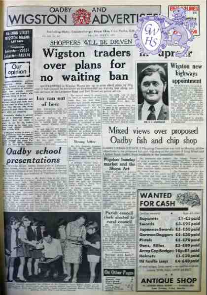 32-372 No waiting ban in Wigston Oadby & Wigston Advertiser, July 9th 1971