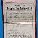 32-119 Wigston Co-operative Society Members Card Wigston Magna 32-119 Wigston Co-operative Society Members Card Wigston Magna