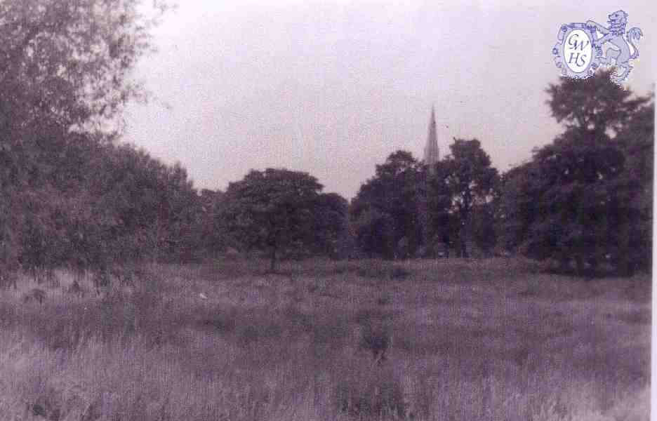 23-698 Meadow Scene towards All Saints Church Wigston Magna 1960's
