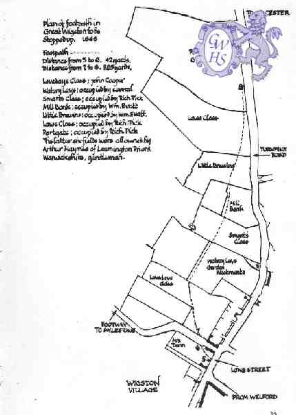 14-219 Leicester Road footpath map Wigston Magna 1867