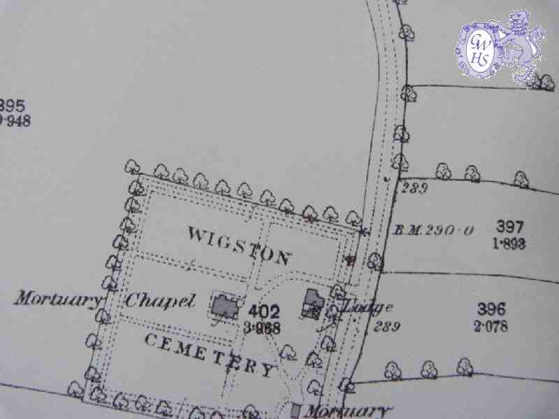 29-077 1886 OS Map of Wigston Cemetery Welford Road