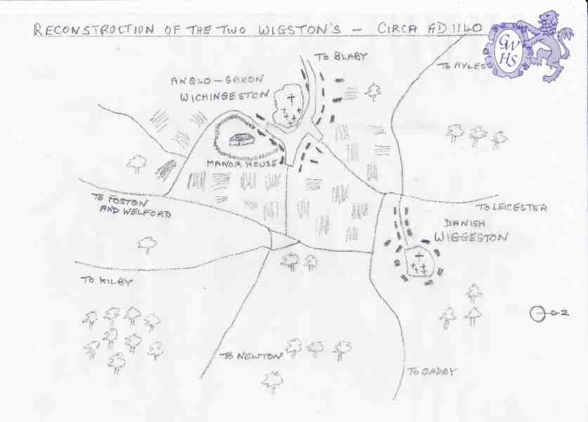 30-873 Map of Wigston Magna reconstructed circa 1140 AD