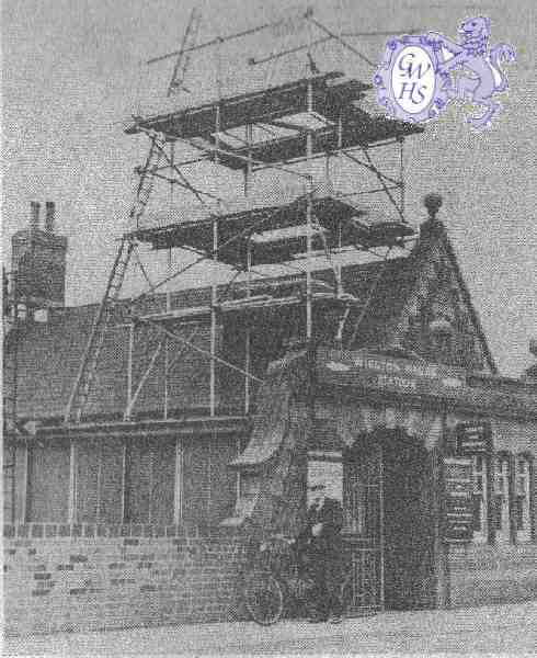22-455 The unsafe tower on Wigston railway station being taken down circa 1966, Station Road Wigston Magna 