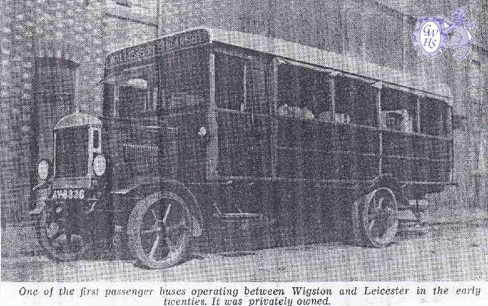 8-74 Early passenger bus Wigston Magna to Leicester in early 1920's