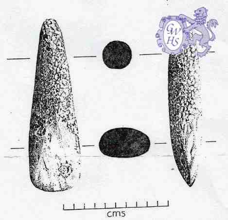 31-221 Neolithic Axe Head found during ploughing at Glebe Farm Wigston Magna