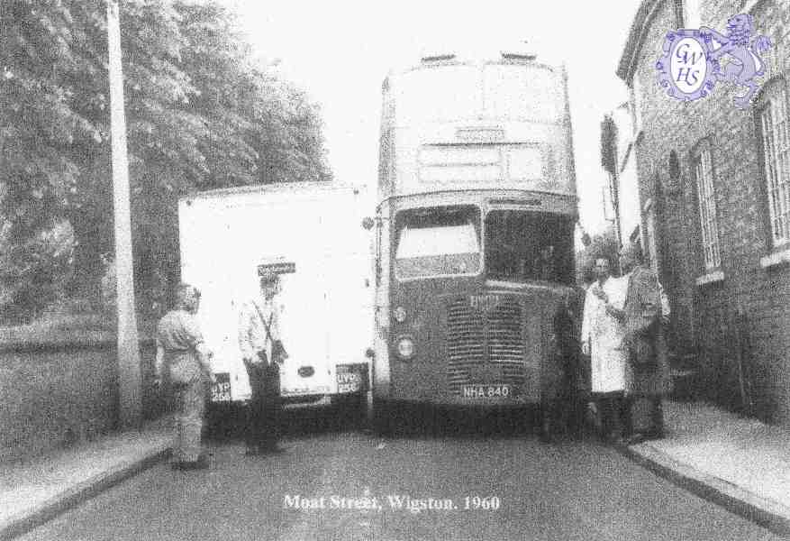 26-138a Midland Red Bus stuck in Moat Street Wigston 1960