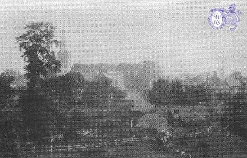 22-114 All Saints Church from the south with Yew Tree Farm in the foreground Wigston Magna 