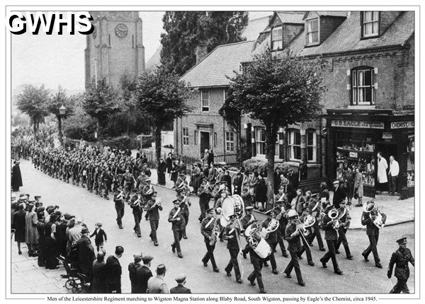 29-325 The Leicestershire Regiment marching along Blaby Road 1945