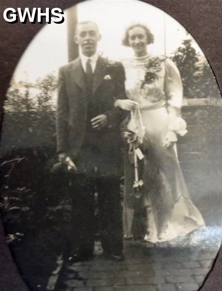 35-356 Jim and Norah Gardiner nee Bown  Wedding Day 1938 taken in the back garden of 45 Canal Street South Wigston