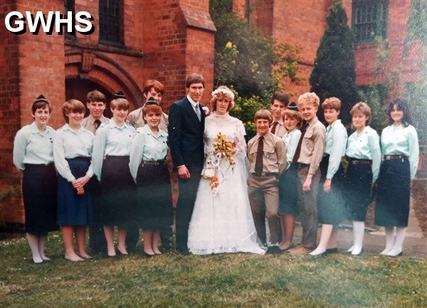 39-419 Guard of Honour Gough wedding from some members of Wigston Joint Ranger-Venture Unit in 1984  The wedding was at St Thomas' Church in South Wigston