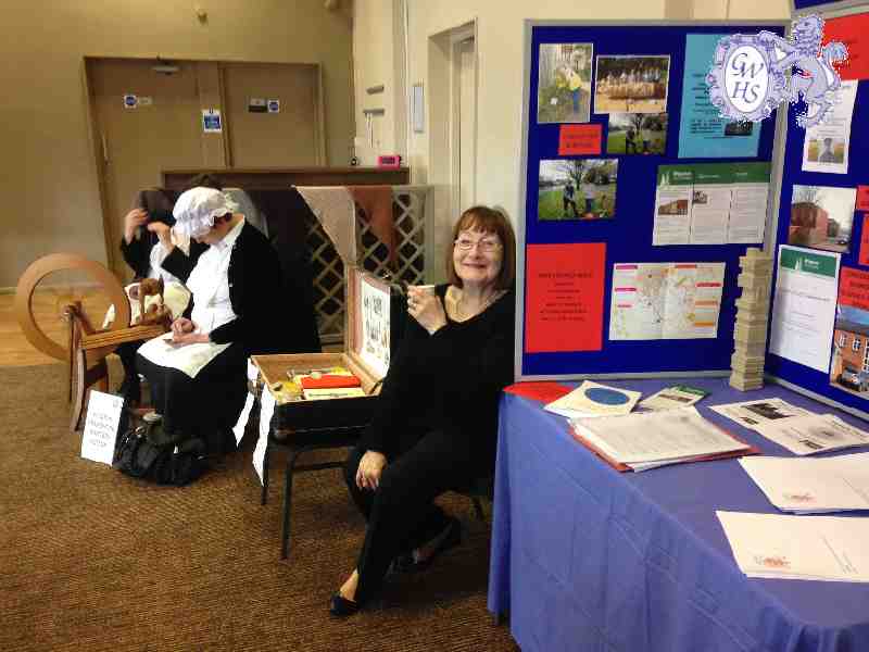 30-181 Exhibition table at Grace Road Leicester with Val Beesley